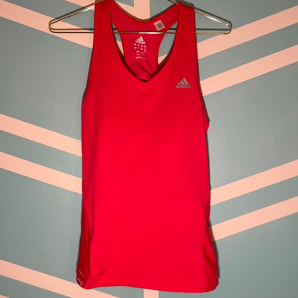 Pink Adidas athletic tank top with built in bra